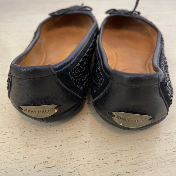 Jimmy Choo Weber Crystal Flats Rhinestone Jeweled Ballet Flat Shoes Size 37 1/2 - Picture 6 of 8